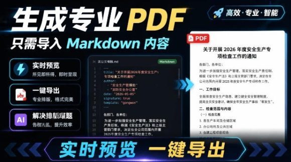 只需导入Markdown内容,实时预览一键导出专业PDF!轻松解决AI生成内容排版问题Presto-1 只需导入Markdown内容,实时预览一键导出专业PDF!轻松解决AI生成内容排版问题Presto