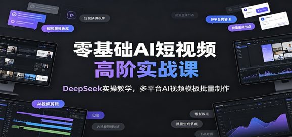 零基础AI短视频高阶实战课:DeepSeek实操教学,多平台AI视频模板批量制作-1 零基础AI短视频高阶实战课:DeepSeek实操教学,多平台AI视频模板批量制作