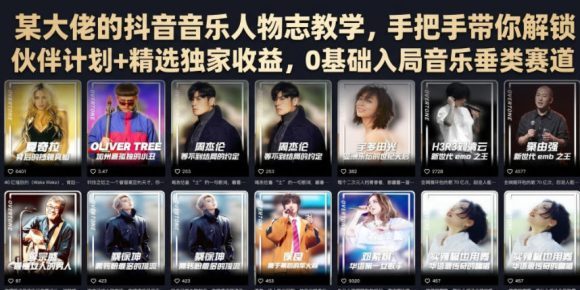 某大佬的抖音音乐人物志教学,手把手带你解锁伙伴计划+精选独家收益,0基础入局音乐垂类赛道-1 某大佬的抖音音乐人物志教学,手把手带你解锁伙伴计划+精选独家收益,0基础入局音乐垂类赛道