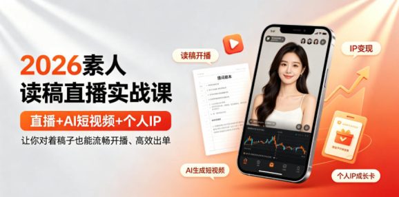 2026素人读稿直播实战课|直播+AI短视频+个人IP,让你对着稿子也能流畅开播、高效出单-1 2026素人读稿直播实战课|直播+AI短视频+个人IP,让你对着稿子也能流畅开播、高效出单