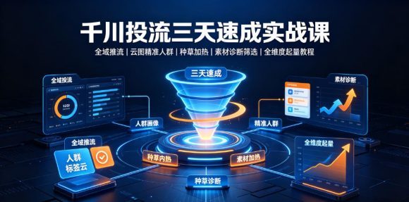 千川投流三天速成实战课|全域推流、云图精准人群、种草加热、素材诊断筛选全维度起量教程-1 千川投流三天速成实战课|全域推流、云图精准人群、种草加热、素材诊断筛选全维度起量教程