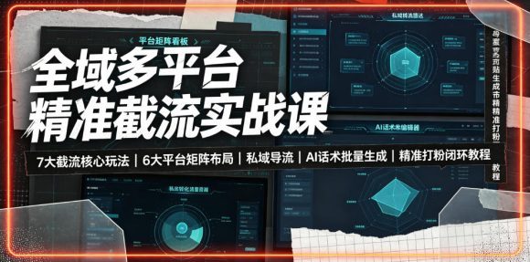 全域多平台精准截流实战课|7大截流核心玩法、6大平台矩阵布局、私域导流、AI话术批量生成、精准打粉闭环教程-1 全域多平台精准截流实战课|7大截流核心玩法、6大平台矩阵布局、私域导流、AI话术批量生成、精准打粉闭环教程