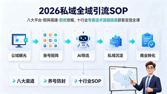 2026私域全域引流SOP|八大平台·矩阵搭建·防封攻略,十行业专属话术流程精准获客变现全课-1 2026私域全域引流SOP|八大平台·矩阵搭建·防封攻略,十行业专属话术流程精准获客变现全课