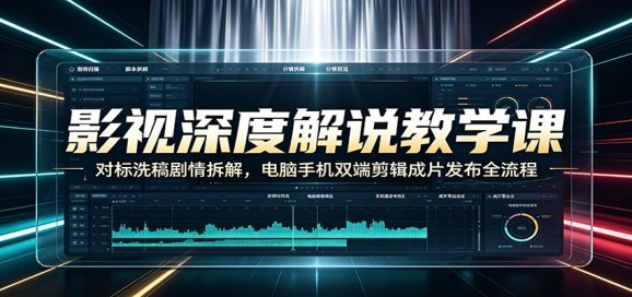 影视深度解说教学课:对标洗稿剧情拆解,电脑手机双端剪辑成片发布全流程-1 影视深度解说教学课:对标洗稿剧情拆解,电脑手机双端剪辑成片发布全流程