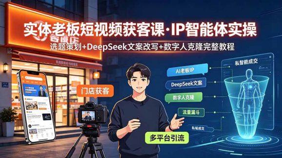 实体老板短视频获客课·IP智能体实操|选题策划+DeepSeek文案改写+数字人克隆完整教程-1 实体老板短视频获客课·IP智能体实操|选题策划+DeepSeek文案改写+数字人克隆完整教程