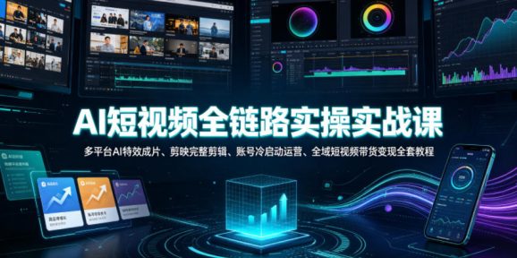AI短视频全链路实操实战课|多平台AI特效成片、剪映完整剪辑、账号冷启动运营、全域短视频带货变现全套教程-1 AI短视频全链路实操实战课|多平台AI特效成片、剪映完整剪辑、账号冷启动运营、全域短视频带货变现全套教程