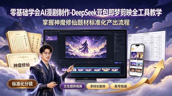 零基础学会AI漫剧制作-DeepSeek豆包即梦剪映全工具教学,掌握神魔修仙题材标准化产出流程-1 零基础学会AI漫剧制作-DeepSeek豆包即梦剪映全工具教学,掌握神魔修仙题材标准化产出流程