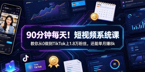 90分钟每天!短视频系统课教你从0做到TikTok上1.8万粉丝,还能单月賺8k【原创双语字幕】-1 90分钟每天!短视频系统课教你从0做到TikTok上1.8万粉丝,还能单月賺8k【原创双语字幕】