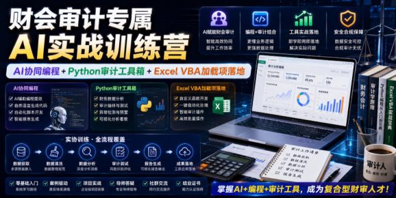 财会审计专属AI实战训练营|AI协同编程+Python审计工具箱+Excel VBA加载项落地(更新0710)-1 财会审计专属AI实战训练营|AI协同编程+Python审计工具箱+Excel VBA加载项落地(更新0710)