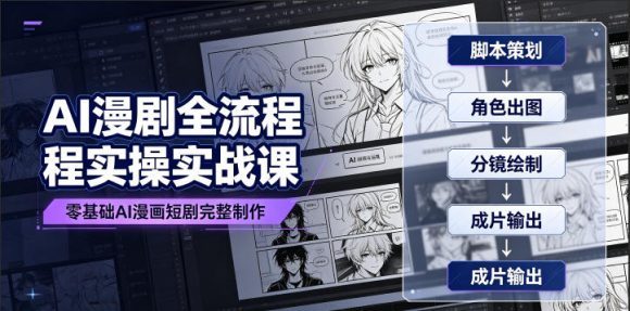 AI漫剧全流程实操实战课|零基础AI漫画短剧完整制作、脚本出图成片全链路落地教程-1 AI漫剧全流程实操实战课|零基础AI漫画短剧完整制作、脚本出图成片全链路落地教程