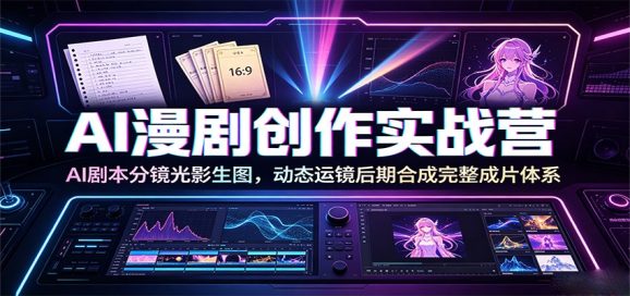 AI漫剧创作实战营:AI剧本分镜光影生图,动态运镜后期合成完整成片体系-1 AI漫剧创作实战营:AI剧本分镜光影生图,动态运镜后期合成完整成片体系