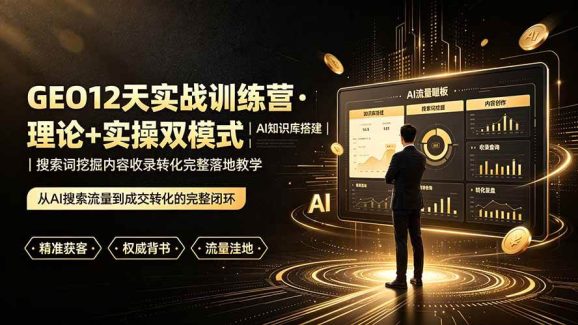 GEO12天实战训练营·理论+实操双模式|AI知识库搭建|搜索词挖掘内容收录转化完整落地教学-1 GEO12天实战训练营·理论+实操双模式|AI知识库搭建|搜索词挖掘内容收录转化完整落地教学
