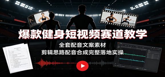爆款健身短视频赛道教学:全套配音文案素材,剪辑思路配音合成完整落地实操-1 爆款健身短视频赛道教学:全套配音文案素材,剪辑思路配音合成完整落地实操