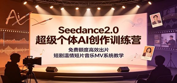 Seedance2.0超级个体AI创作训练营:免费额度高效出片,短剧温情短片音乐MV系统教学-1 Seedance2.0超级个体AI创作训练营:免费额度高效出片,短剧温情短片音乐MV系统教学