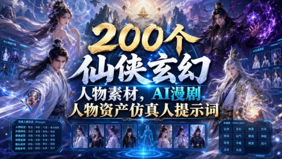 200个仙侠玄幻人物素材,AI漫剧人物资产仿真人提示词-1 200个仙侠玄幻人物素材,AI漫剧人物资产仿真人提示词
