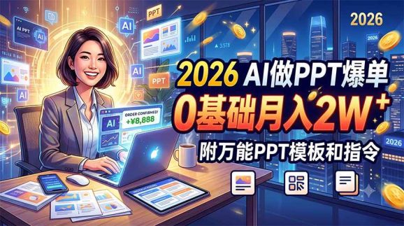 2026 AI做PPT爆单,0基础月入2W,附万能PPT模板和指令-1 2026 AI做PPT爆单,0基础月入2W,附万能PPT模板和指令
