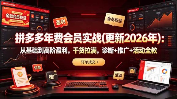 拼多多年费会员实战(更新2026年):从基础到高阶盈利,干货拉满,诊断+推广+活动全教-1 拼多多年费会员实战(更新2026年):从基础到高阶盈利,干货拉满,诊断+推广+活动全教