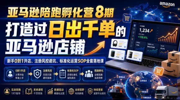亚马逊陪跑孵化营8期,打造过日出千单的亚马逊店铺,新手0到1开店、注册风控避坑、标准化运营SOP全套落地课-1 亚马逊陪跑孵化营8期,打造过日出千单的亚马逊店铺,新手0到1开店、注册风控避坑、标准化运营SOP全套落地课
