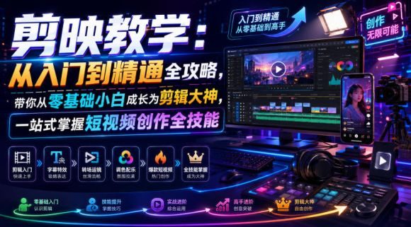 剪映教学:从入门到精通全攻略,带你从零基础小白成长为剪辑大神,一站式掌握短视频创作全技能-1 剪映教学:从入门到精通全攻略,带你从零基础小白成长为剪辑大神,一站式掌握短视频创作全技能