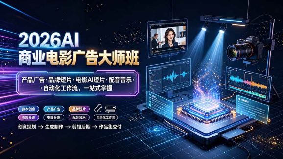 2026AI商业电影广告大师班:产品广告·品牌短片·电影AI短片·配音音乐·自动化工作流,一站式掌握-1 2026AI商业电影广告大师班:产品广告·品牌短片·电影AI短片·配音音乐·自动化工作流,一站式掌握