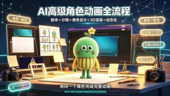 AI高级角色动画全流程:剧本×分镜×角色设计×3D渲染×动态化,从概念到成片一站式教学-1 AI高级角色动画全流程:剧本×分镜×角色设计×3D渲染×动态化,从概念到成片一站式教学