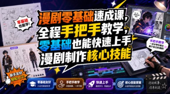 漫剧零基础速成课,全程手把手教学,零基础也能快速上手漫剧制作核心技能-1 漫剧零基础速成课,全程手把手教学,零基础也能快速上手漫剧制作核心技能