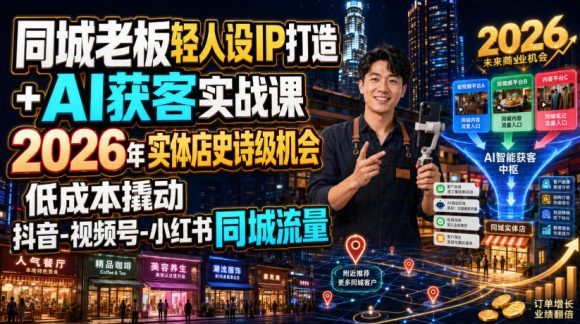 同城老板轻人设IP打造+AI获客实战课,2026年实体店史诗级机会,低成本撬动抖音-视频号-小红书同城流量-1 同城老板轻人设IP打造+AI获客实战课,2026年实体店史诗级机会,低成本撬动抖音-视频号-小红书同城流量