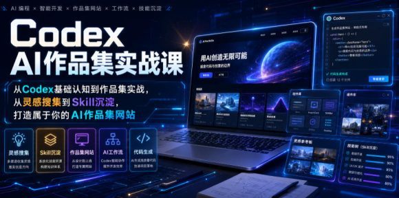 Codex AI作品集实战课,从Codex基础认知到作品集实战,从灵感搜集到Skill沉淀,打造属于你的AI作品集网站-1 Codex AI作品集实战课,从Codex基础认知到作品集实战,从灵感搜集到Skill沉淀,打造属于你的AI作品集网站