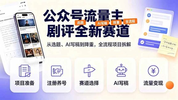 公众号流量主剧评全新赛道,从选题、AI写稿到降重,全流程项目拆解-1 公众号流量主剧评全新赛道,从选题、AI写稿到降重,全流程项目拆解