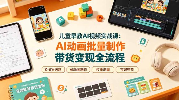 儿童早教AI视频实战课:0-6岁认知选题|AI动画批量制作|权重流量拉升|宝妈账号带货变现全流程-1 儿童早教AI视频实战课:0-6岁认知选题|AI动画批量制作|权重流量拉升|宝妈账号带货变现全流程