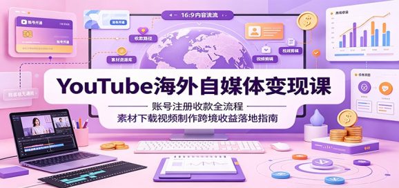 YouTube海外自媒体变现课:账号注册收款全流程,素材下载视频制作跨境收益落地指南-1 YouTube海外自媒体变现课:账号注册收款全流程,素材下载视频制作跨境收益落地指南