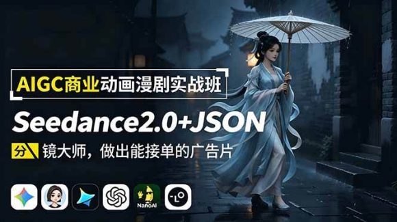 AIGC商业动画漫剧实战班-更新:Seedance2.0+JSON分镜大师,做出能接单的广告片-1 AIGC商业动画漫剧实战班-更新:Seedance2.0+JSON分镜大师,做出能接单的广告片