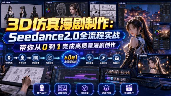 3D仿真漫剧制作:Seedance2.0全流程实战,带你从0到1完成高质量漫剧创作-1 3D仿真漫剧制作:Seedance2.0全流程实战,带你从0到1完成高质量漫剧创作