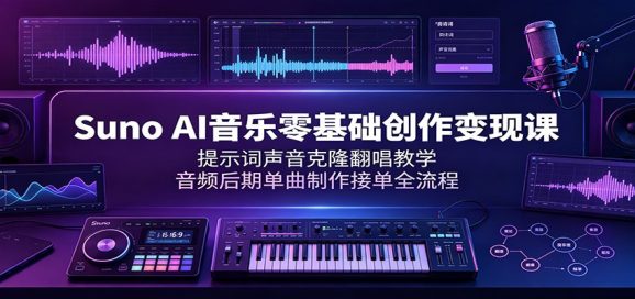 Suno AI音乐零基础创作变现课:提示词声音克隆翻唱教学,音频后期单曲制作接单全流程-1 Suno AI音乐零基础创作变现课:提示词声音克隆翻唱教学,音频后期单曲制作接单全流程
