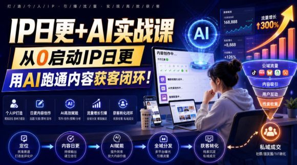 IP日更+AI实战课,从0启动IP日更,IP置顶视频制作+100条选题库搭建+10条日更规划,用AI跑通内容获客闭环!-1 IP日更+AI实战课,从0启动IP日更,IP置顶视频制作+100条选题库搭建+10条日更规划,用AI跑通内容获客闭环!