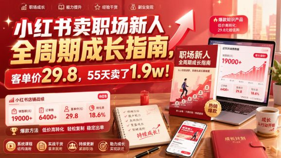 小红书卖职场新人全周期成长指南,客单价29.8,55天卖了1.9w!-1 小红书卖职场新人全周期成长指南,客单价29.8,55天卖了1.9w!