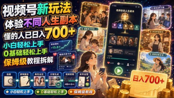 视频号新玩法体验不同人生副本,懂的人已日入700+,小白轻松上手,0基础轻松上手,保姆级教程拆解-1 视频号新玩法体验不同人生副本,懂的人已日入700+,小白轻松上手,0基础轻松上手,保姆级教程拆解