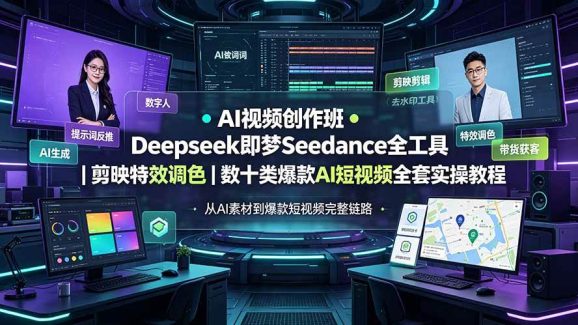 AI视频创作班◆Deepseek即梦Seedance全工具|剪映特效调色|数十类爆款AI短视频全套实操教程-1 AI视频创作班◆Deepseek即梦Seedance全工具|剪映特效调色|数十类爆款AI短视频全套实操教程
