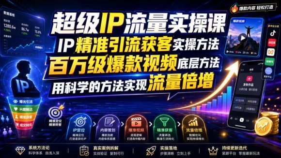 超级IP流量实操课,IP精准引流获客实操方法,百万级爆款视频底层方法,用科学的方法实现流量倍增-1 超级IP流量实操课,IP精准引流获客实操方法,百万级爆款视频底层方法,用科学的方法实现流量倍增