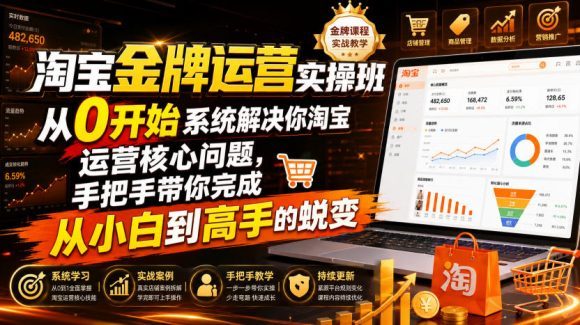 淘宝金牌运营实操班,从0开始系统解决你淘宝运营核心问题,手把手带你完成从小白到高手的蜕变(2026年7月)-1 淘宝金牌运营实操班,从0开始系统解决你淘宝运营核心问题,手把手带你完成从小白到高手的蜕变(2026年7月)