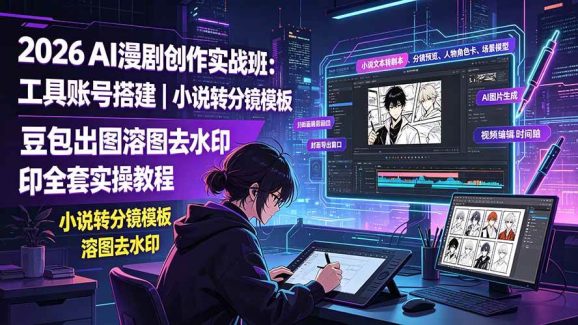 2026AI漫剧创作实战班:工具账号搭建|小说转分镜模板|豆包出图溶图去水印全套实操教程-1 2026AI漫剧创作实战班:工具账号搭建|小说转分镜模板|豆包出图溶图去水印全套实操教程