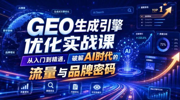 GEO生成引擎优化实战课,从入门到精通,破解AI时代的流量与品牌密码-1 GEO生成引擎优化实战课,从入门到精通,破解AI时代的流量与品牌密码