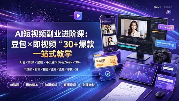 AI短视频副业进阶课:豆包×即梦×星绘×小云雀×DeepSeek×30+爆款×剪辑×拍摄×直播×带货一站式教学-1 AI短视频副业进阶课:豆包×即梦×星绘×小云雀×DeepSeek×30+爆款×剪辑×拍摄×直播×带货一站式教学