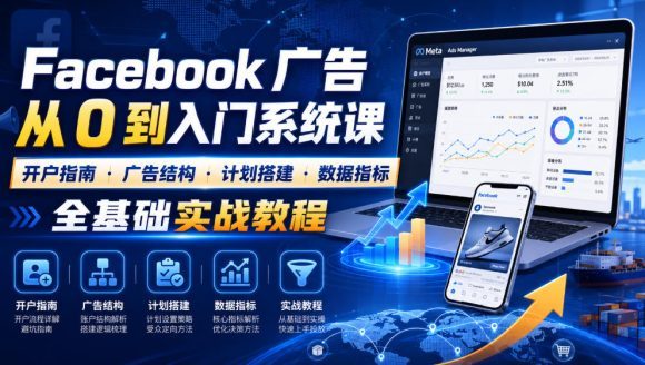 Facebook广告新手从0到入门系统课|开户指南・广告结构・计划搭建・数据指标全基础实战教程-1 Facebook广告新手从0到入门系统课|开户指南・广告结构・计划搭建・数据指标全基础实战教程