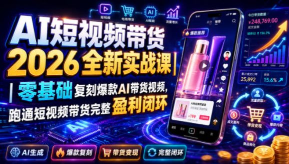 AI短视频带货2026全新实战课|零基础复刻爆款AI带货视频,跑通短视频带货完整盈利闭环-1 AI短视频带货2026全新实战课|零基础复刻爆款AI带货视频,跑通短视频带货完整盈利闭环