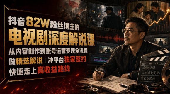 抖音82W粉丝博主的电视剧深度解说课,从内容创作到账号运营变现全流程,做精选解说,冲平台独家签约,快速走上高收益路线-1 抖音82W粉丝博主的电视剧深度解说课,从内容创作到账号运营变现全流程,做精选解说,冲平台独家签约,快速走上高收益路线