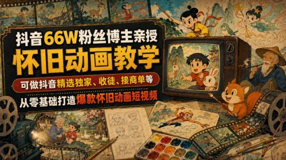 抖音66W粉丝博主亲授怀旧动画教学,可做抖音精选独家、收徒、接商单等,从零基础打造爆款怀旧动画短视频-1 抖音66W粉丝博主亲授怀旧动画教学,可做抖音精选独家、收徒、接商单等,从零基础打造爆款怀旧动画短视频