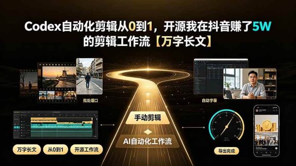 Codex自动化剪辑从0到1,开源我在抖音赚了5W 的剪辑工作流【万字长文】-1 Codex自动化剪辑从0到1,开源我在抖音赚了5W 的剪辑工作流【万字长文】