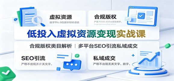 低投入虚拟资源变现实战课:合规版权类目解析,多平台SEO引流私域成交-1 低投入虚拟资源变现实战课:合规版权类目解析,多平台SEO引流私域成交