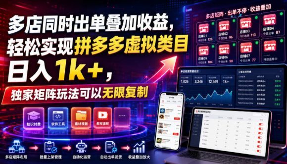 多店同时出单叠加收益,轻松实现拼多多虚拟类目日入1k+,独家矩阵玩法可以无限复制【揭秘】-1 多店同时出单叠加收益,轻松实现拼多多虚拟类目日入1k+,独家矩阵玩法可以无限复制【揭秘】
